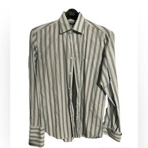 Hugo Boss Men's Shirt Size Large Long Sleeve Blue Green Stripe Classic Fit